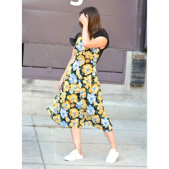 NEW Club Monaco Coran Floral Cutout Midi Dress - Picture 1 of 7
